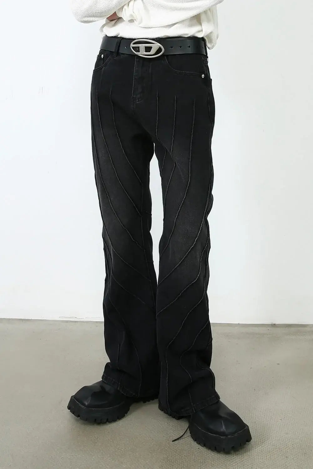 Men's Exposed Seam Jeans with Pockets - Trendsi - Flyclothing LLC