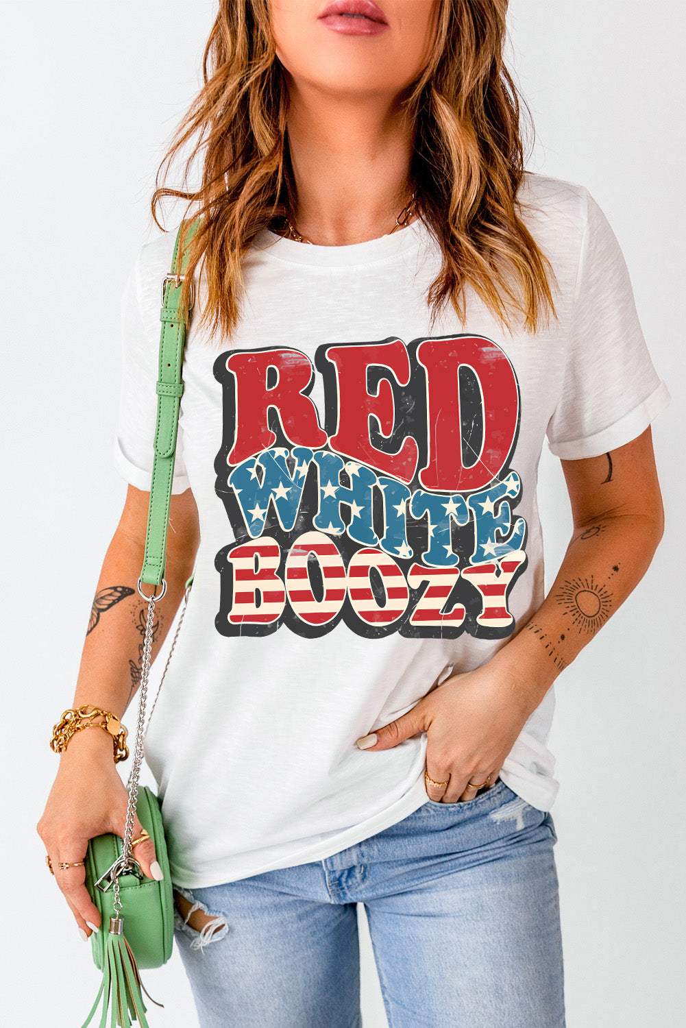 Letter Graphic Round Neck Short Sleeve T-Shirt - Trendsi - Flyclothing LLC