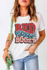Letter Graphic Round Neck Short Sleeve T-Shirt - Trendsi - Flyclothing LLC