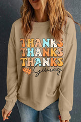 THANKSGIVING Round Neck Dropped Shoulder Sweatshirt - Trendsi - Flyclothing LLC