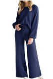 Round Neck Long Sleeve Top and Pants Set - Trendsi - Flyclothing LLC