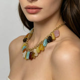 Bohemian Multi-Color Gemstone Charm Necklace - Trendsi - Flyclothing LLC
