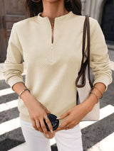 Textured Quarter-Zip Sweatshirt - Trendsi - Flyclothing LLC