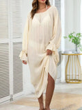 Backless Drawstring Back Flounce Sleeve Cover-Up - Trendsi
