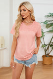 Ruched Round Neck Short Sleeve T-Shirt - Trendsi