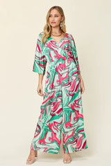 Double Take Full Size Half Sleeve Wide Leg Jumpsuit - Trendsi - Flyclothing LLC