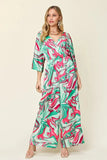 Double Take Full Size Half Sleeve Wide Leg Jumpsuit - Trendsi