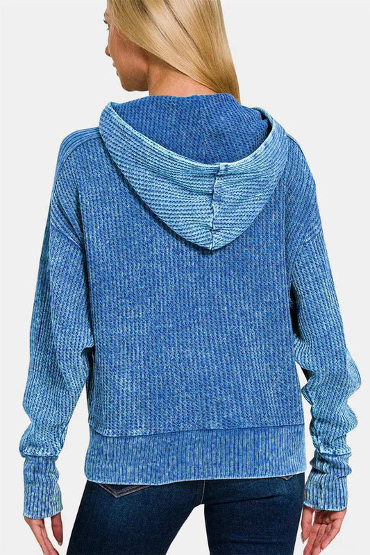Zenana Washed Zip Up Hooded Jacket - Trendsi - Flyclothing LLC
