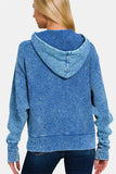 Zenana Washed Zip Up Hooded Jacket - Trendsi - Flyclothing LLC