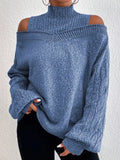 Cold Shoulder Turtleneck Sweater - Trendsi - Flyclothing LLC