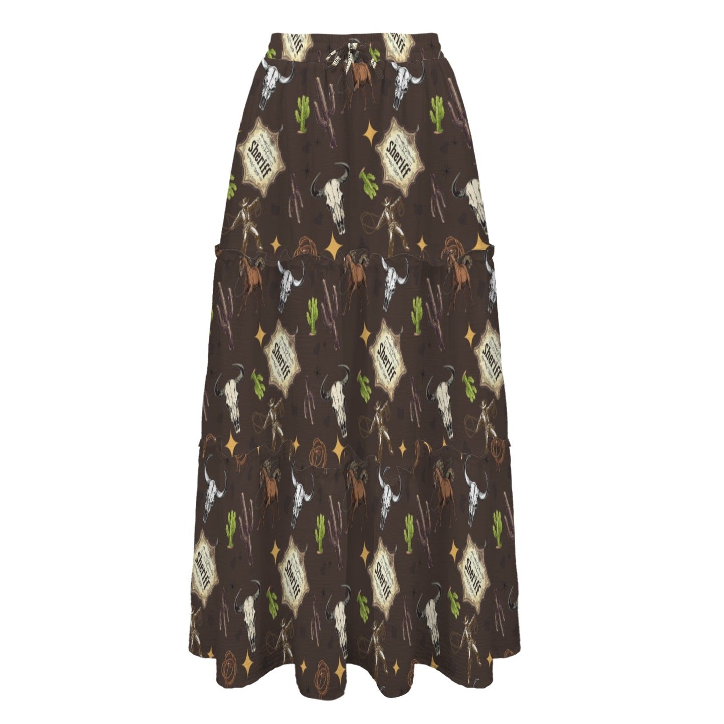 Baha Ranch Western Symbols Tiered Prairie Maxi Skirt - Baha Ranch Western Wear - Flyclothing LLC