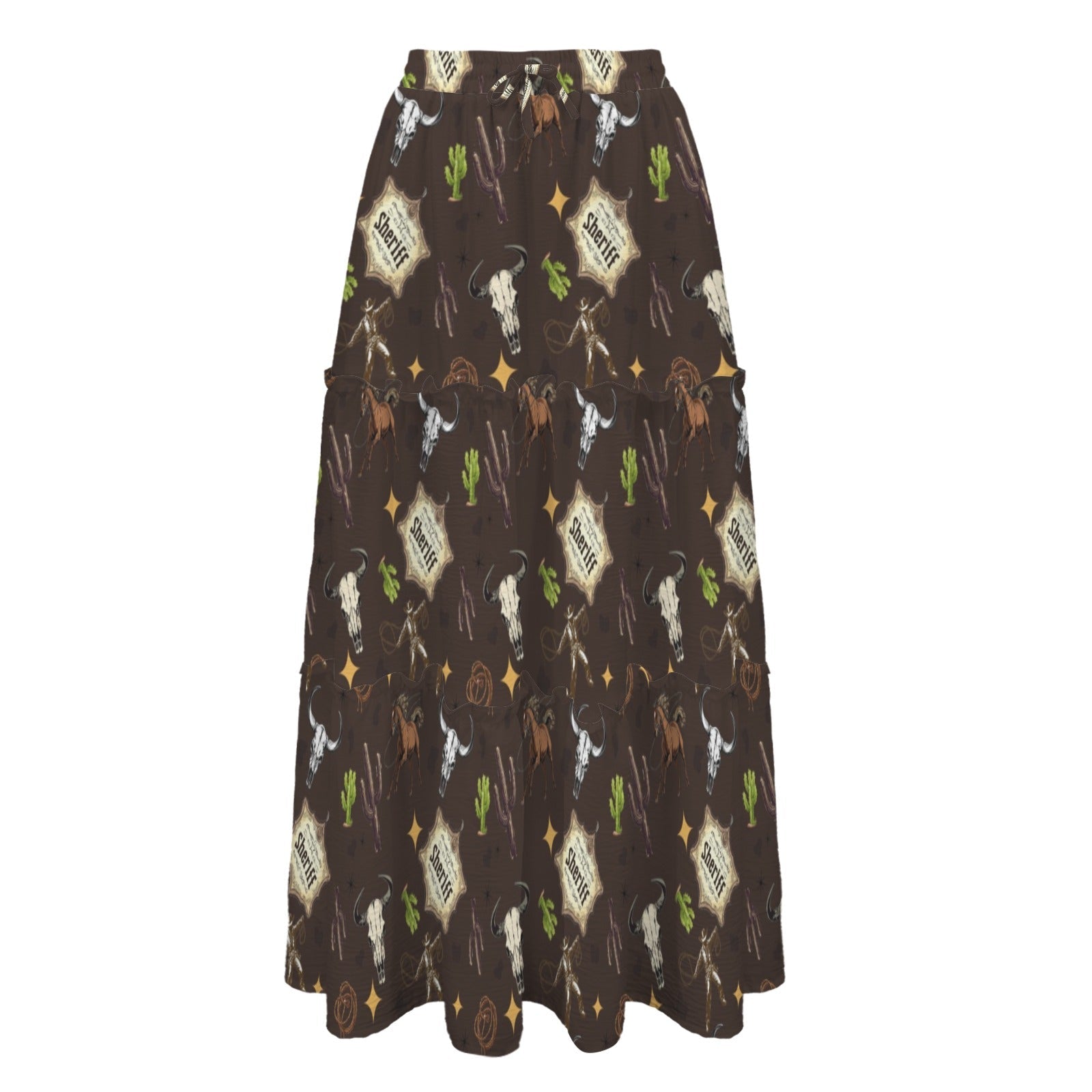 Baha Ranch Western Symbols Tiered Prairie Maxi Skirt - Baha Ranch Western Wear - Flyclothing LLC
