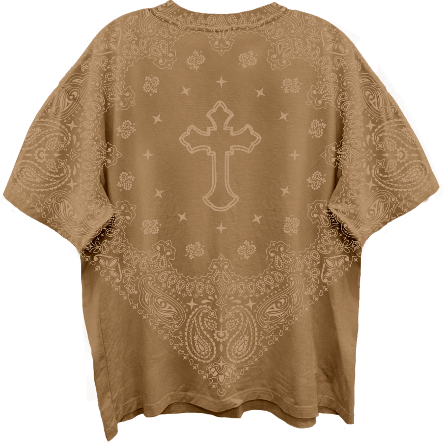 TUPAC PRAYING HANDS ALLOVER BANDANA FRT/BACK WHEAT  T-SHIRT/GIANT VINTAGE