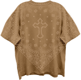 TUPAC PRAYING HANDS ALLOVER BANDANA FRT/BACK WHEAT  T-SHIRT/GIANT VINTAGE