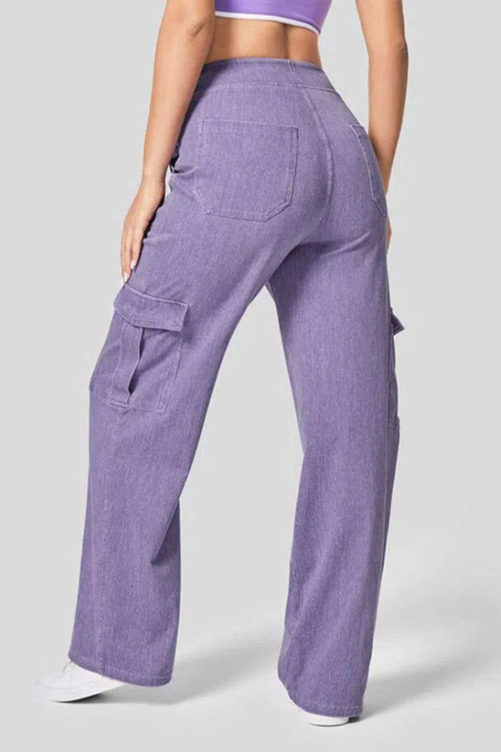 High Waist Straight Leg Cargo Jeans - Trendsi - Flyclothing LLC