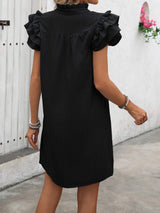 Ruffled Notched Cap Sleeve Mini Dress - Trendsi - Flyclothing LLC