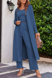 Drawstring Tank, Long Sleeve Cover Up and Pants Set - Trendsi - Flyclothing LLC