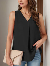 Full Size Ruched V-Neck Tank - Trendsi - Flyclothing LLC