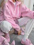 Quarter Zip Long Sleeve Sweatshirt - Trendsi - Flyclothing LLC