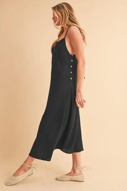 Aemi+Co Side Button Midi Cami Dress - Trendsi - Flyclothing LLC