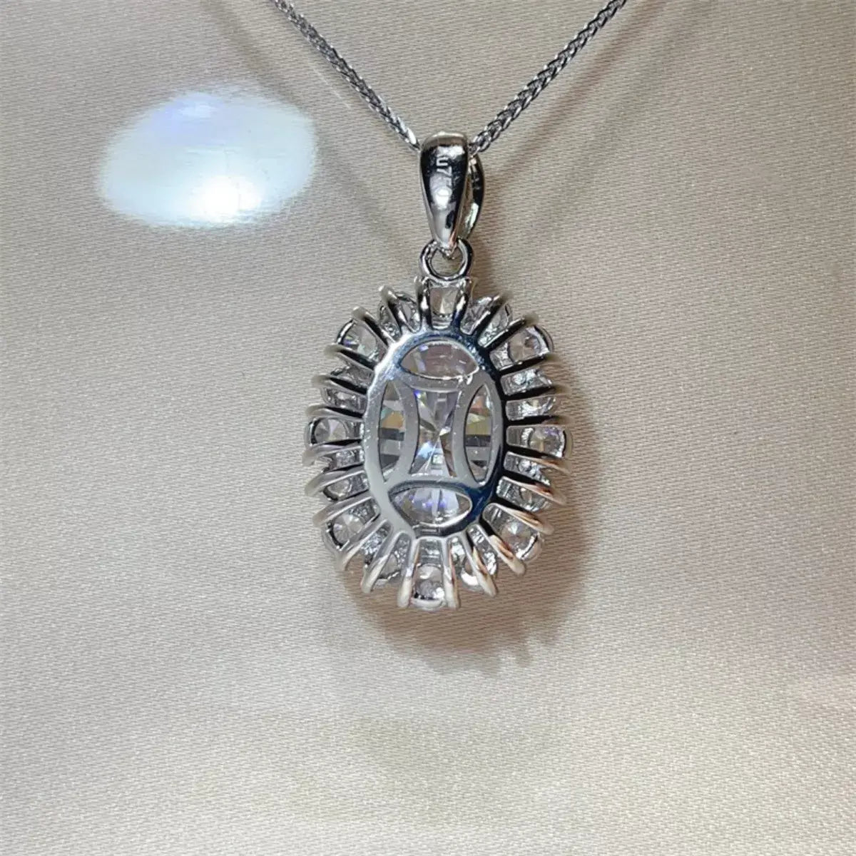 8 Carat Moissanite 925 Sterling Silver Pendant Necklace - Trendsi - Flyclothing LLC