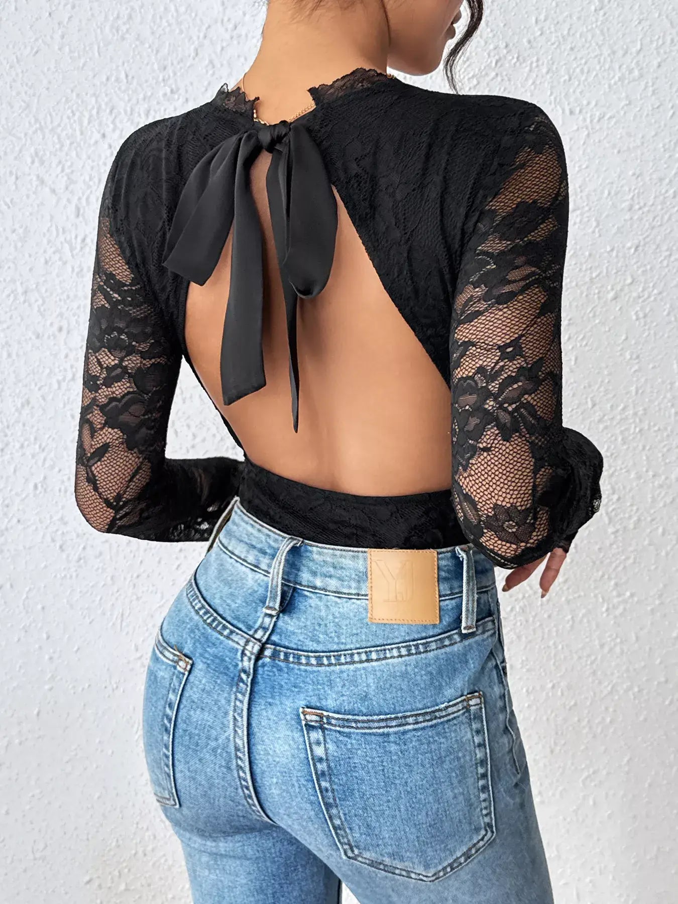 Lace Long Sleeve Bodysuit - Trendsi - Flyclothing LLC