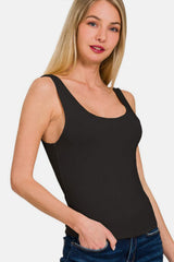 Zenana Double Layer Round Neck Tank - Trendsi - Flyclothing LLC