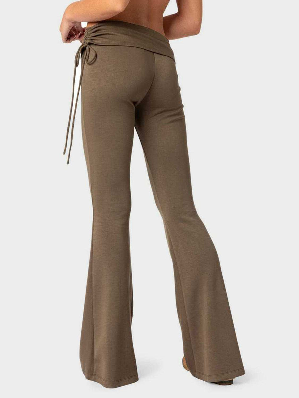 Drawstring Ruched Flare Pants - Trendsi - Flyclothing LLC
