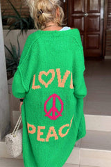 Letter Dropped Shoulder Long Sleeve Cardigan - Trendsi - Flyclothing LLC