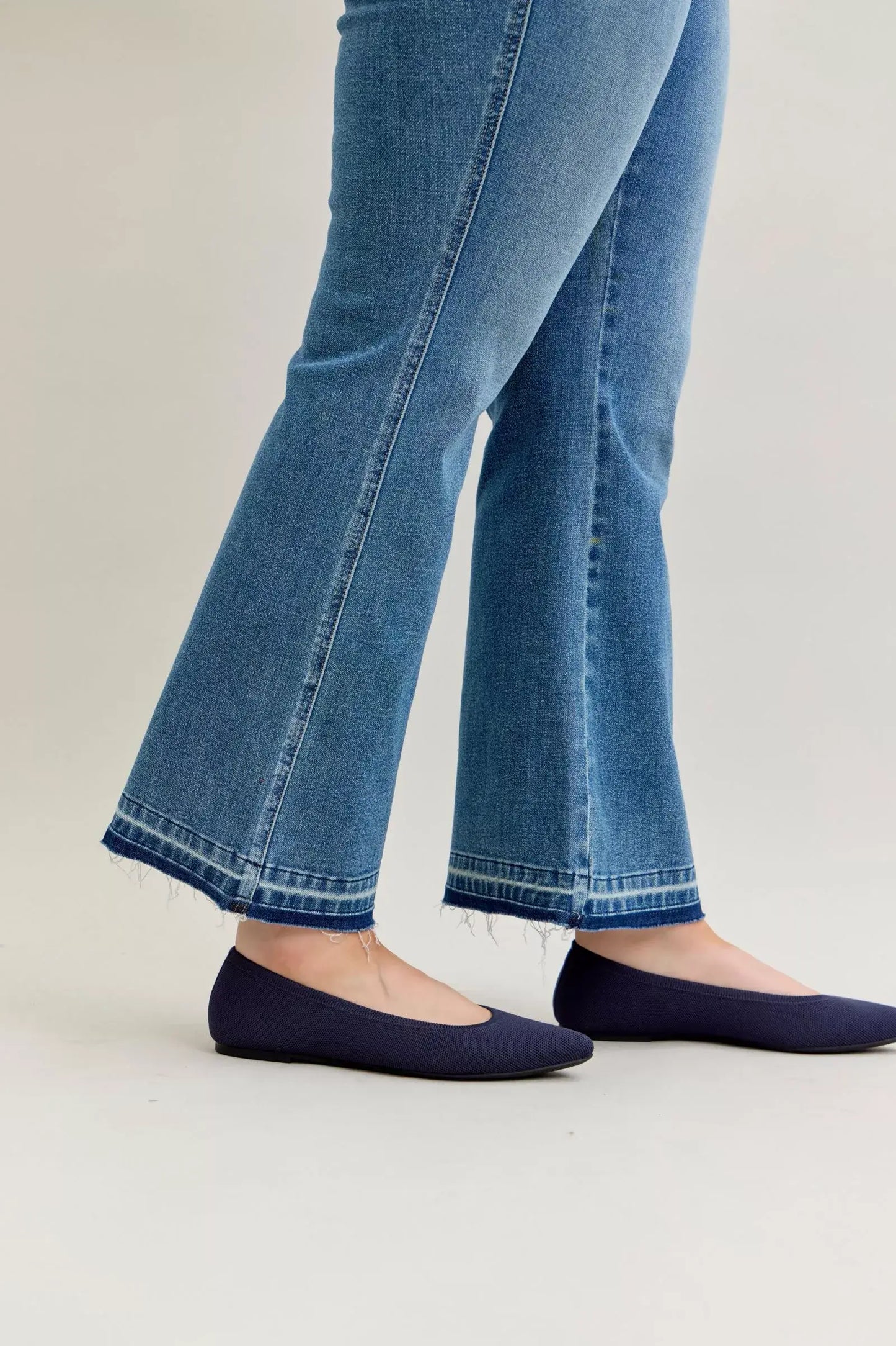 Judy Blue Full Size Mid Rise Slim Bootcut Tummy Control Release Hem Jeans Plus Size - Trendsi - Flyclothing LLC