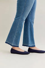 Judy Blue Full Size Mid Rise Slim Bootcut Tummy Control Release Hem Jeans Plus Size - Trendsi - Flyclothing LLC