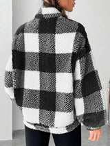 Full Size Plaid Sherpa Long Sleeve Sweatshirt Plus Size - Trendsi - Flyclothing LLC