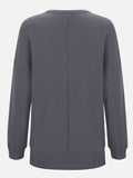 Side Slit Round Neck Long Sleeve T-Shirt - Trendsi