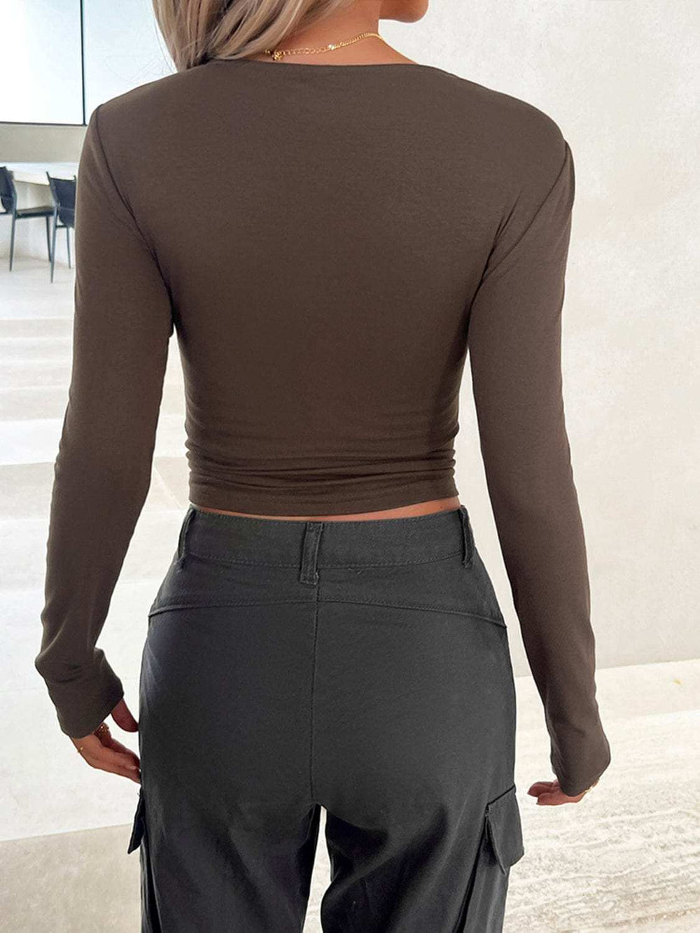 Round Neck Long Sleeve T-Shirt - Trendsi - Flyclothing LLC