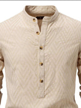 Men's Half Button Geometric Texture Collared Neck Shirt - Trendsi - Flyclothing LLC