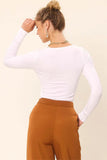 Idem Ditto Front Cut Out Long Sleeve Knit Top - Trendsi