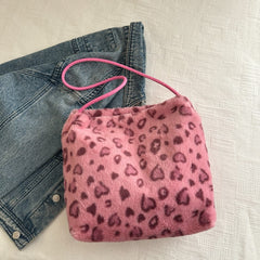 Leopard Furry Shoulder Bag - Trendsi