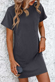 Ribbed Striped Short Sleeve Mini Tee Dress - Trendsi - Flyclothing LLC