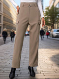 High Waist Straight Pants - Trendsi