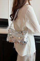 Sequin Knotted Straps Shoulder Bag - Trendsi