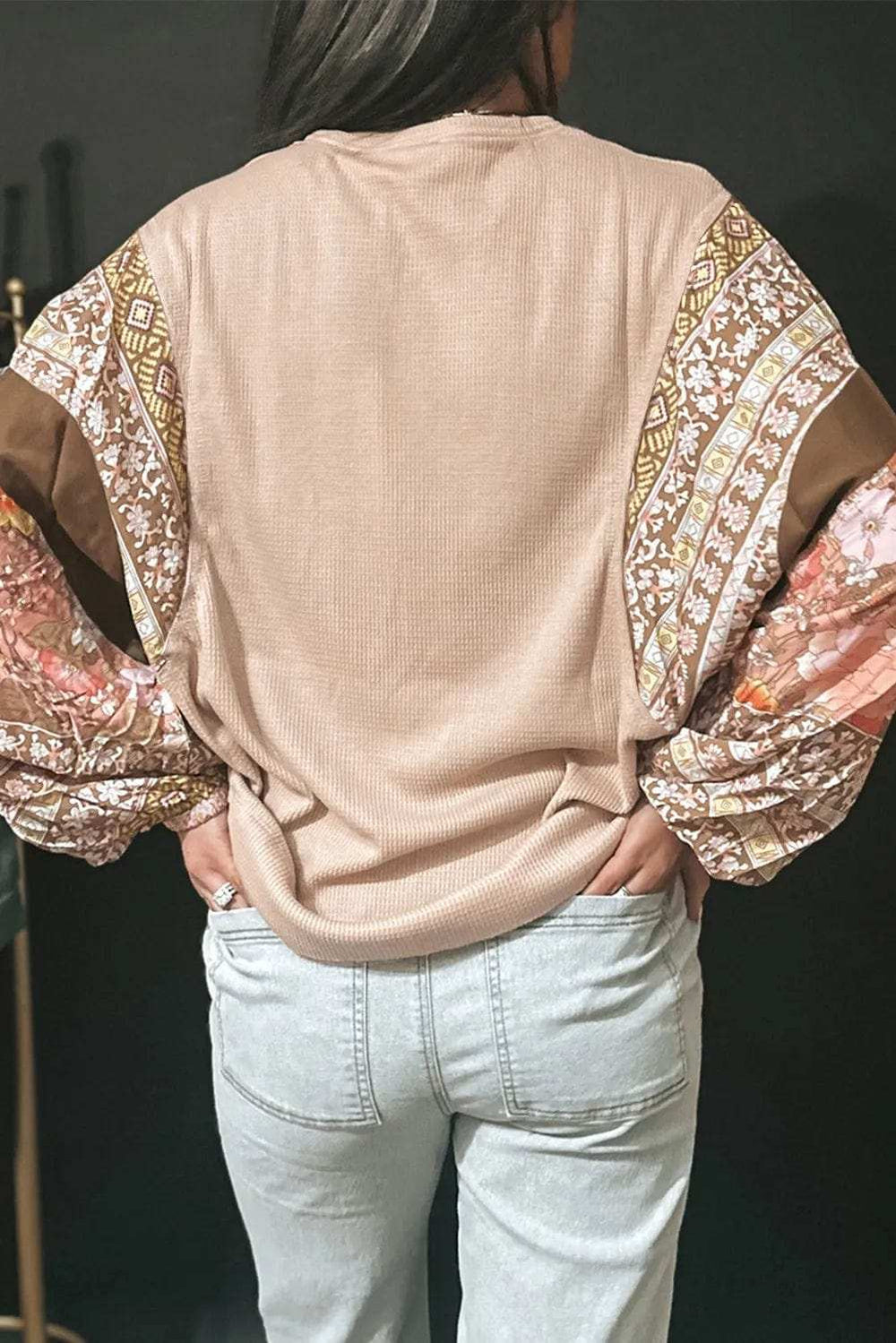 Printed Round Neck Long Sleeve Top - Trendsi - Flyclothing LLC