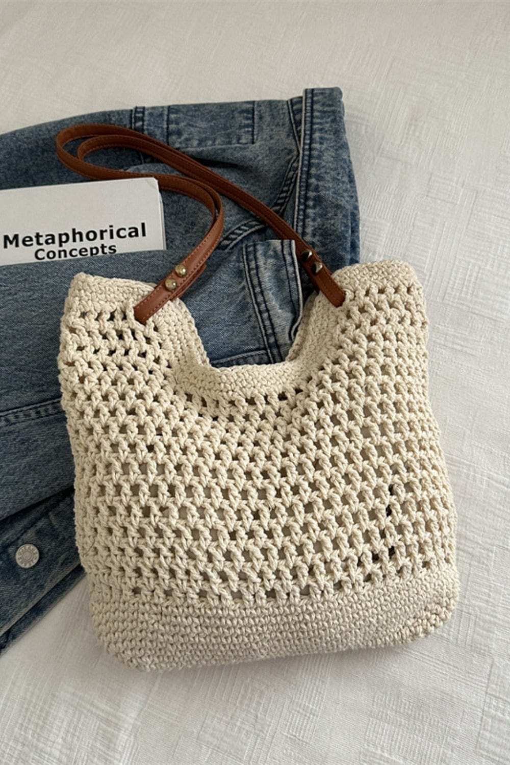 Openwork Woven Tote Bag - Trendsi - Flyclothing LLC