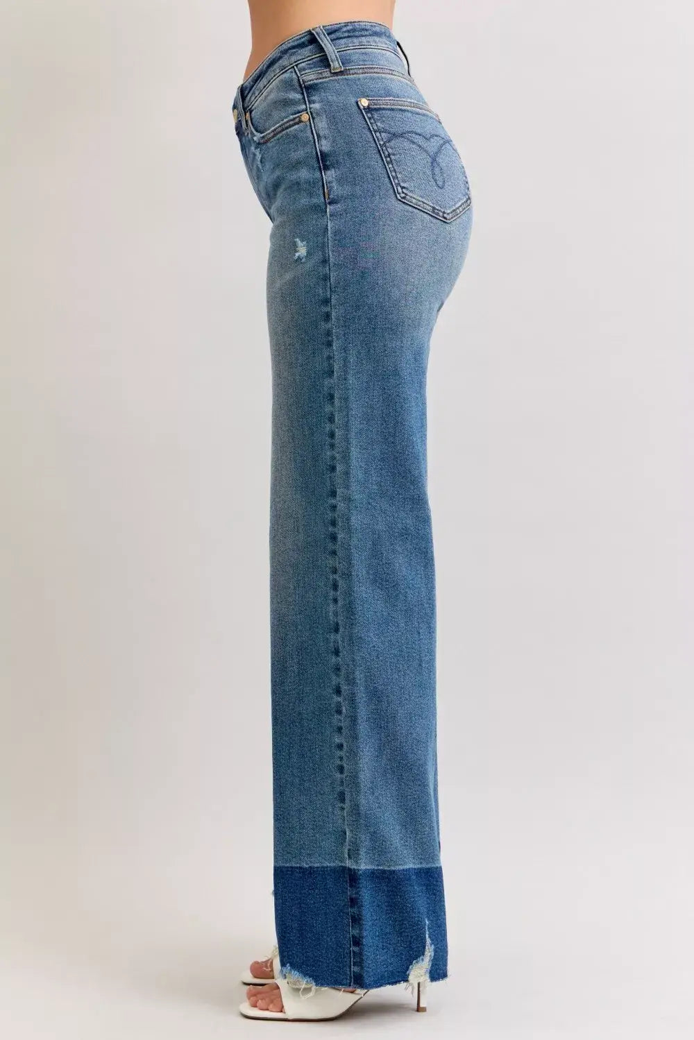 Judy Blue Raw Hem High Waist Column Straight Jeans - Trendsi - Flyclothing LLC