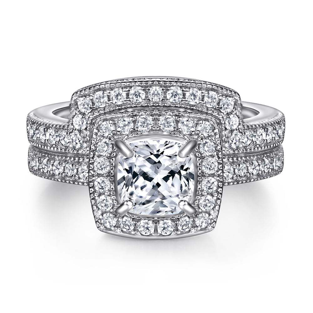 The Violet - Silver Wedding Ring Set - VG Rings - Flyclothing LLC