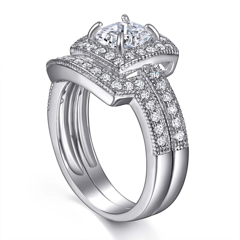The Violet - Silver Wedding Ring Set - VG Rings - Flyclothing LLC
