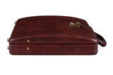 Executive Men's Leather Attache Briefcase Brown/Cherry Red - Classy Leather Bags - Flyclothing LLC