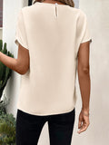 Lace Detail Round Neck Short Sleeve Blouse - Trendsi
