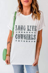Letter Graphic Round Neck Short Sleeve T-Shirt - Trendsi - Flyclothing LLC