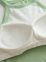 Ribbed Grecian Neck Cropped Tank with Chest Pads - Trendsi - Flyclothing LLC