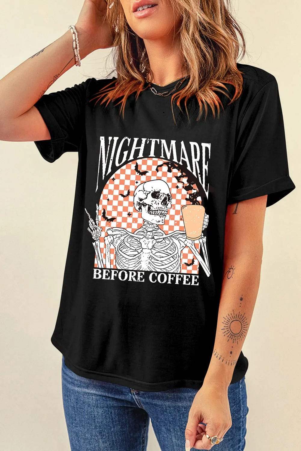 Graphic Round Neck Short Sleeve T-Shirt - Trendsi - Flyclothing LLC